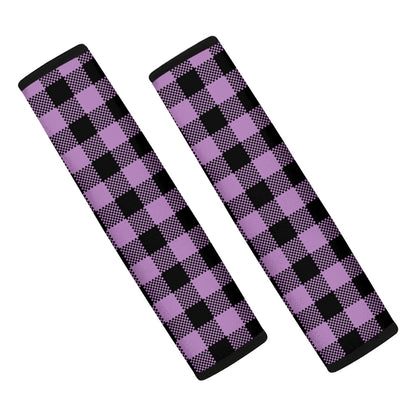 Purple Buffalo Plaid Print Car Seat Belt Covers