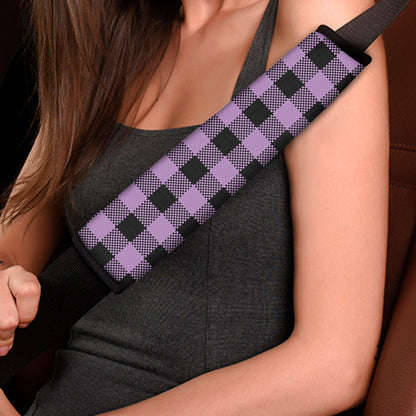 Purple Buffalo Plaid Print Car Seat Belt Covers