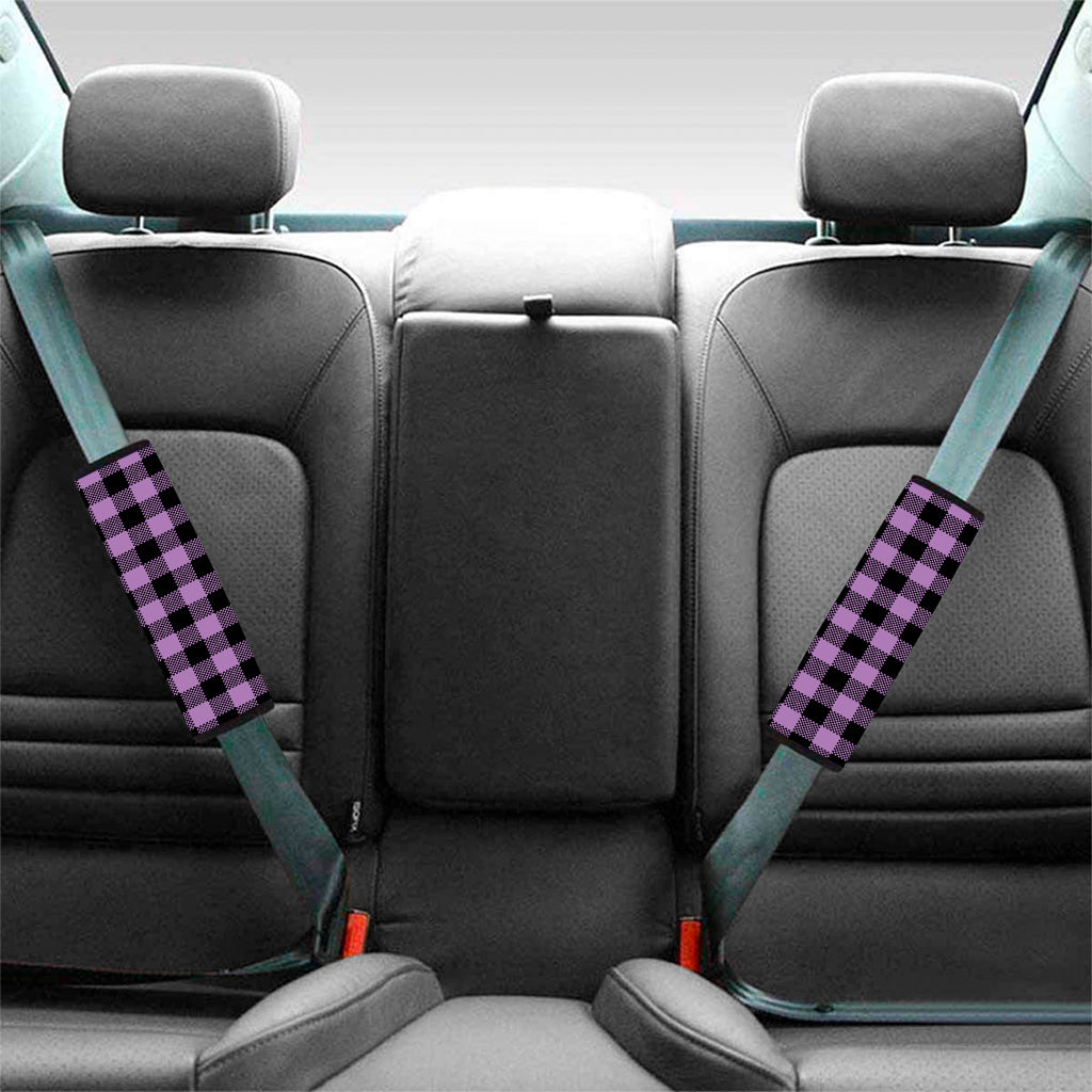 Purple Buffalo Plaid Print Car Seat Belt Covers
