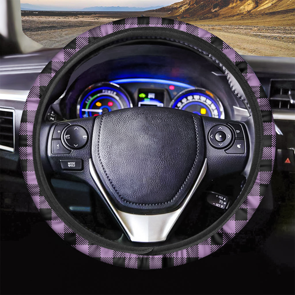 Purple Buffalo Plaid Print Car Steering Wheel Cover
