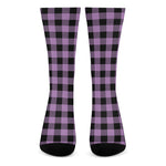 Purple Buffalo Plaid Print Crew Socks