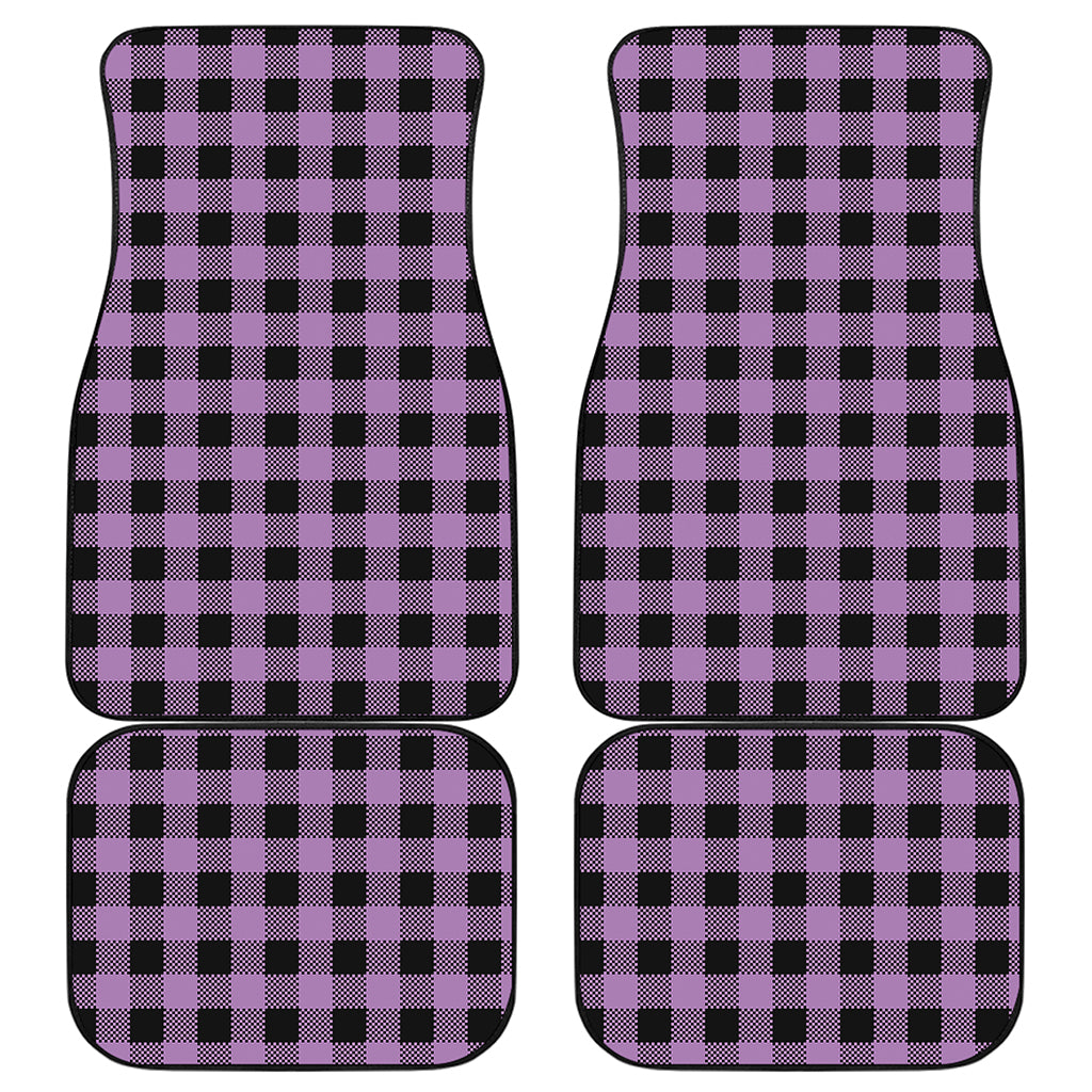 Purple Buffalo Plaid Print Front and Back Car Floor Mats