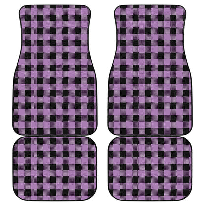 Purple Buffalo Plaid Print Front and Back Car Floor Mats
