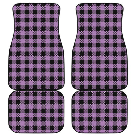 Purple Buffalo Plaid Print Front and Back Car Floor Mats