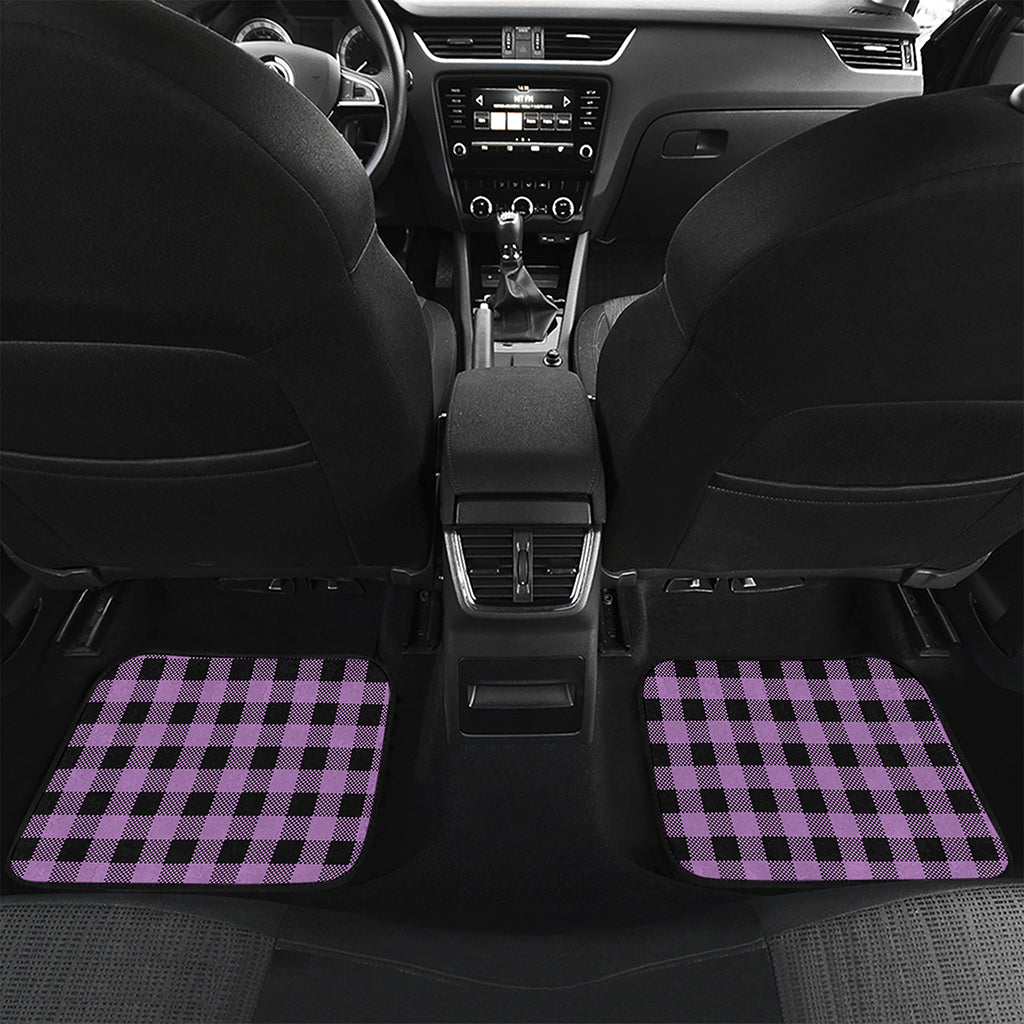Purple Buffalo Plaid Print Front and Back Car Floor Mats