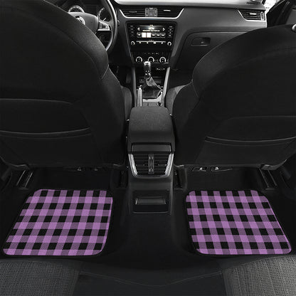 Purple Buffalo Plaid Print Front and Back Car Floor Mats