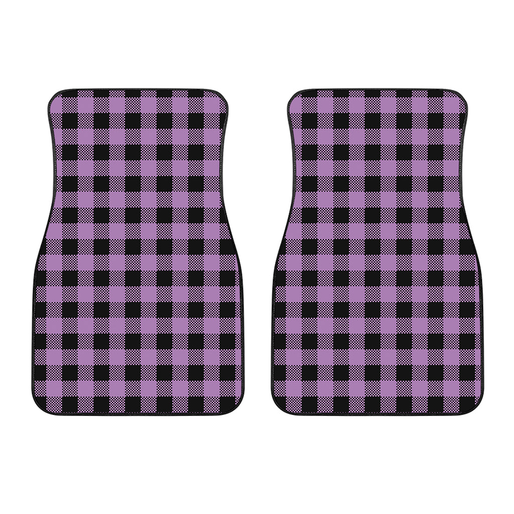 Purple Buffalo Plaid Print Front Car Floor Mats