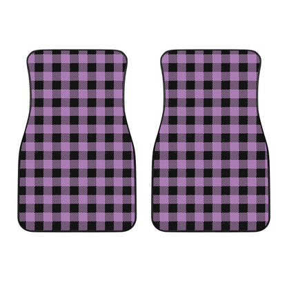 Purple Buffalo Plaid Print Front Car Floor Mats