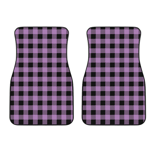 Purple Buffalo Plaid Print Front Car Floor Mats