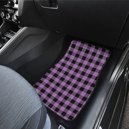 Purple Buffalo Plaid Print Front Car Floor Mats