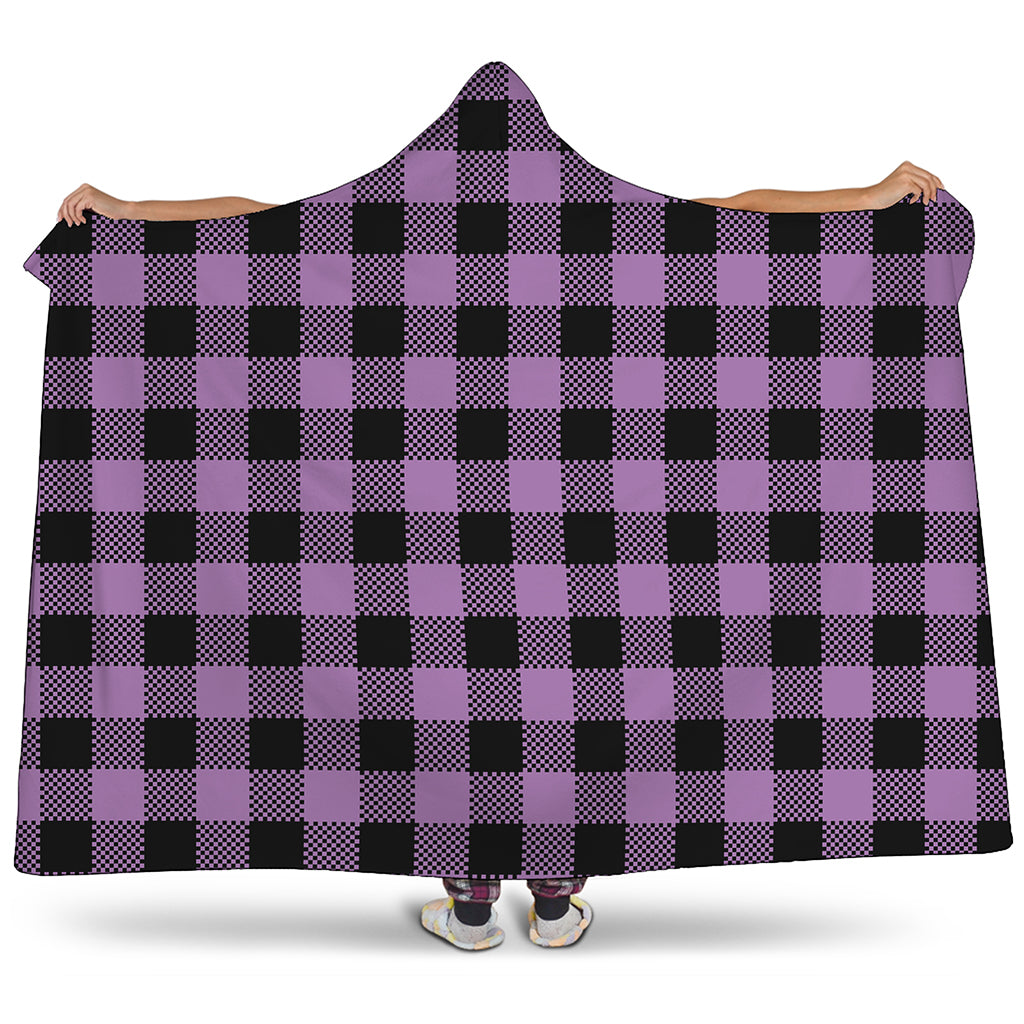 Purple Buffalo Plaid Print Hooded Blanket