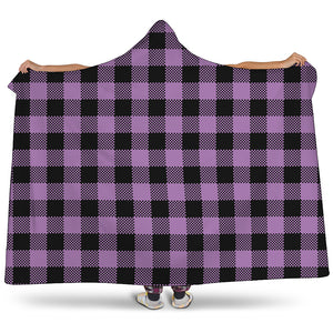 Purple Buffalo Plaid Print Hooded Blanket