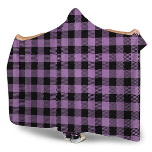 Purple Buffalo Plaid Print Hooded Blanket