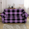 Purple Buffalo Plaid Print Loveseat Slipcover