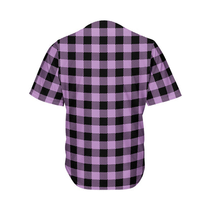 Purple Buffalo Plaid Print Men's Baseball Jersey