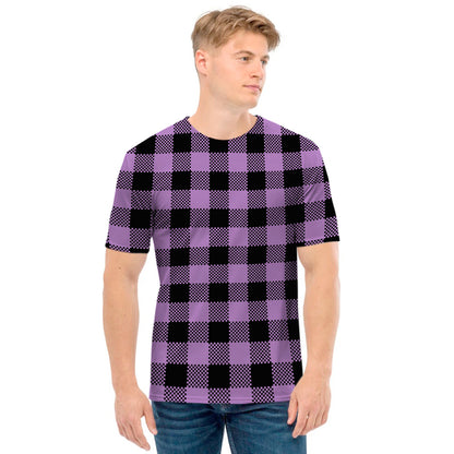 Purple Buffalo Plaid Print Men's T-Shirt