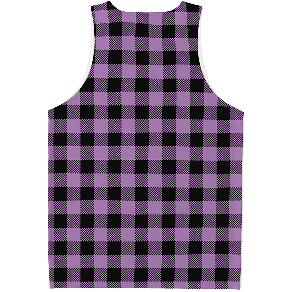Purple Buffalo Plaid Print Men's Tank Top