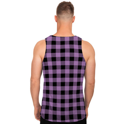 Purple Buffalo Plaid Print Men's Tank Top