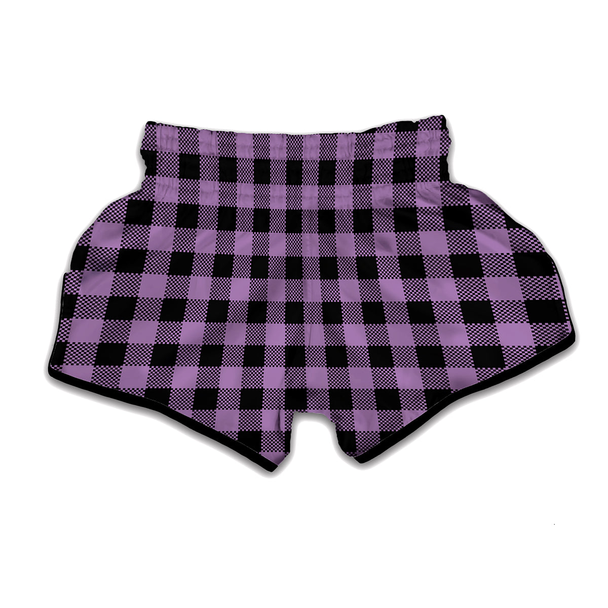 Purple Buffalo Plaid Print Muay Thai Boxing Shorts