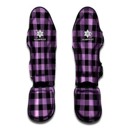 Purple Buffalo Plaid Print Muay Thai Shin Guard