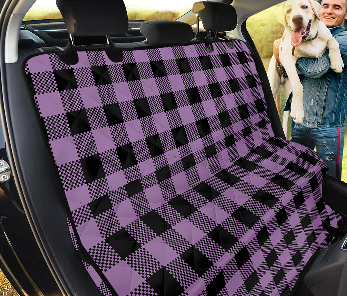 Purple Buffalo Plaid Print Pet Car Back Seat Cover