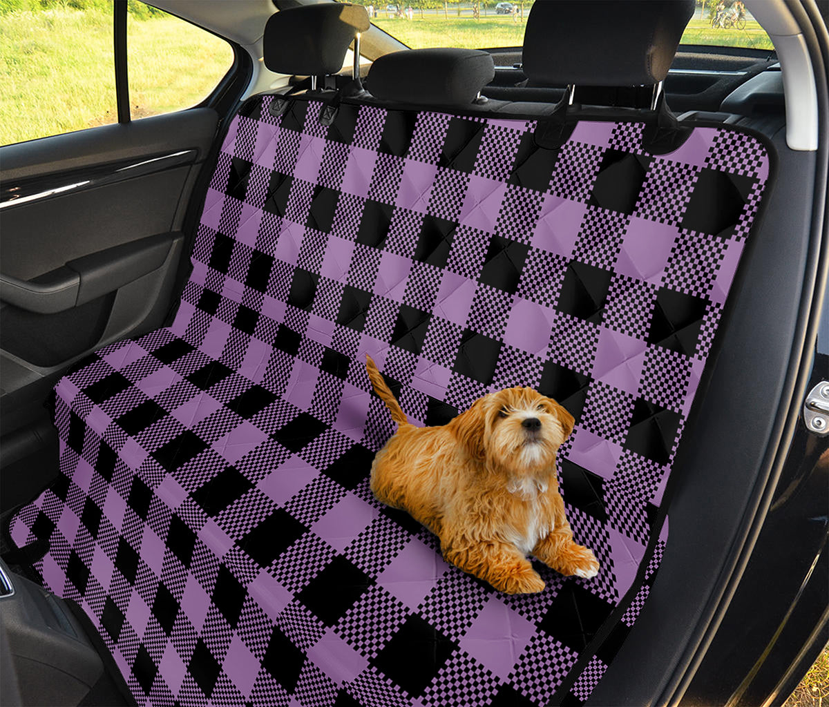 Purple Buffalo Plaid Print Pet Car Back Seat Cover