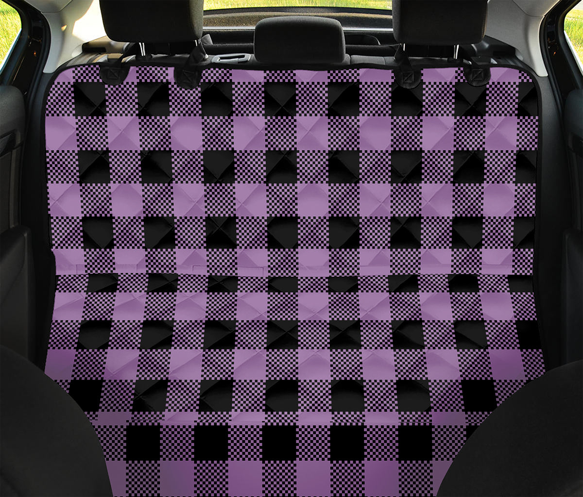 Purple Buffalo Plaid Print Pet Car Back Seat Cover