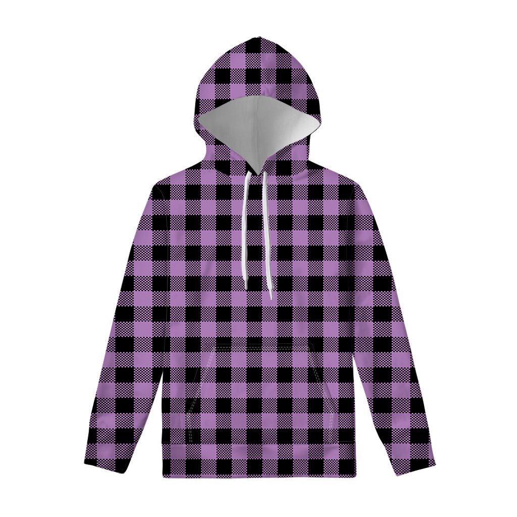 Purple Buffalo Plaid Print Pullover Hoodie