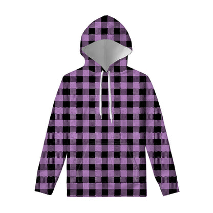 Purple Buffalo Plaid Print Pullover Hoodie