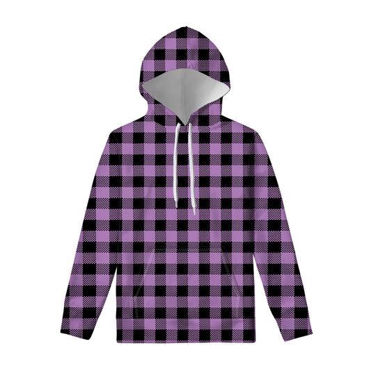 Purple Buffalo Plaid Print Pullover Hoodie