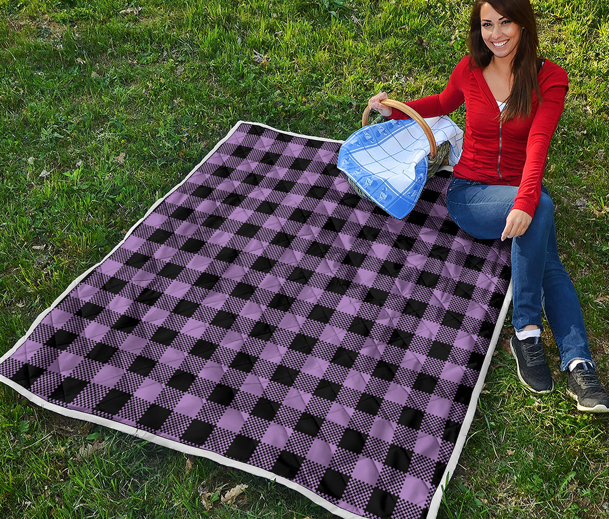 Purple Buffalo Plaid Print Quilt