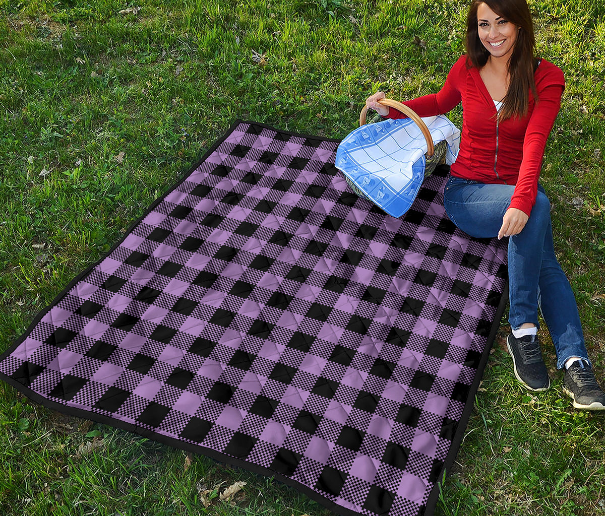 Purple Buffalo Plaid Print Quilt