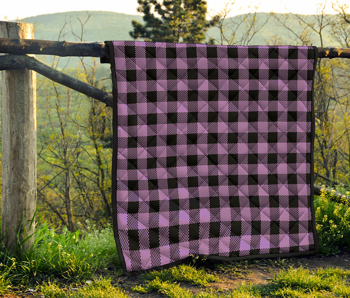 Purple Buffalo Plaid Print Quilt