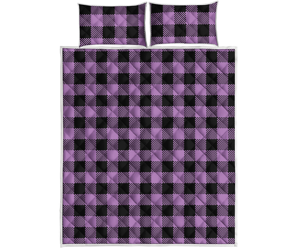 Purple Buffalo Plaid Print Quilt Bed Set