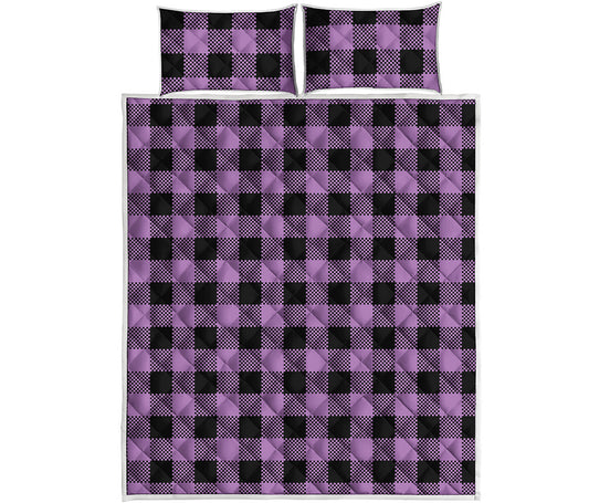 Purple Buffalo Plaid Print Quilt Bed Set