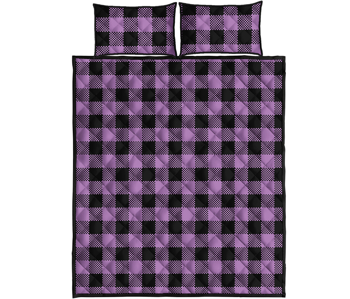 Purple Buffalo Plaid Print Quilt Bed Set