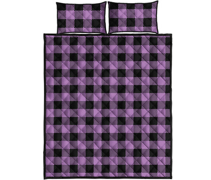 Purple Buffalo Plaid Print Quilt Bed Set