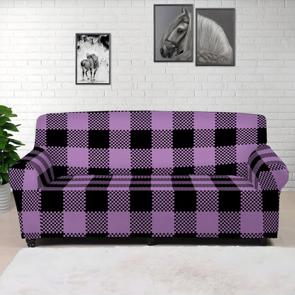 Purple Buffalo Plaid Print Sofa Cover