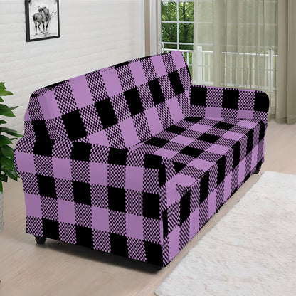 Purple Buffalo Plaid Print Sofa Cover