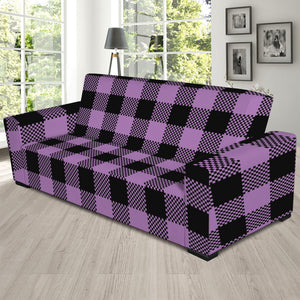 Purple Buffalo Plaid Print Sofa Slipcover