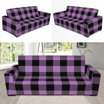 Purple Buffalo Plaid Print Sofa Slipcover