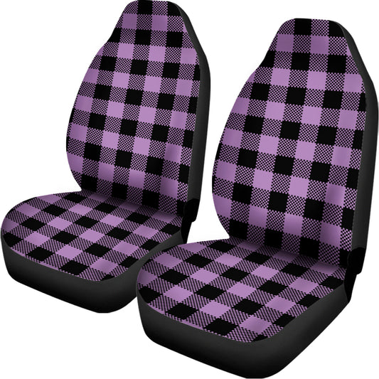 Purple Buffalo Plaid Print Universal Fit Car Seat Covers