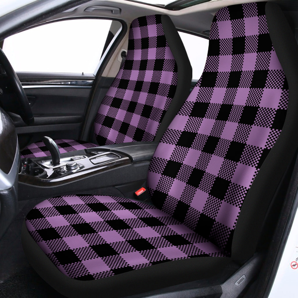 Purple Buffalo Plaid Print Universal Fit Car Seat Covers