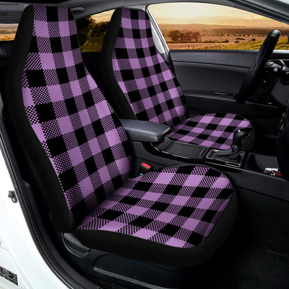 Purple Buffalo Plaid Print Universal Fit Car Seat Covers