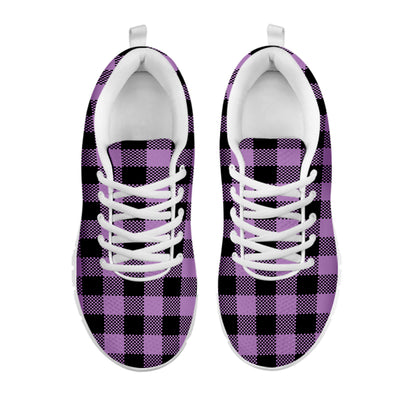 Purple Buffalo Plaid Print White Sneakers