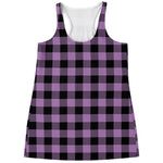 Purple Buffalo Plaid Print Women's Racerback Tank Top