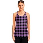 Purple Buffalo Plaid Print Women's Racerback Tank Top