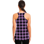 Purple Buffalo Plaid Print Women's Racerback Tank Top