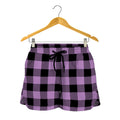 Purple Buffalo Plaid Print Women's Shorts