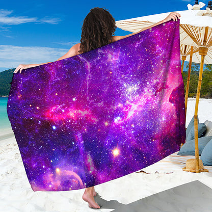 Purple Bursting Galaxy Space Print Beach Sarong Wrap